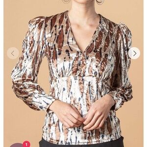 Eva Franco Mod Birch Velvet Avery Long Sleeve Top Size 6